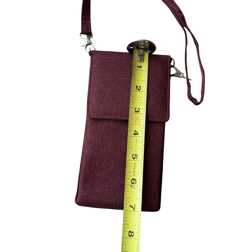 Cell Phone Crossbody Bag Wallet Burgundy Credit Card Holder Travel Mini Purse